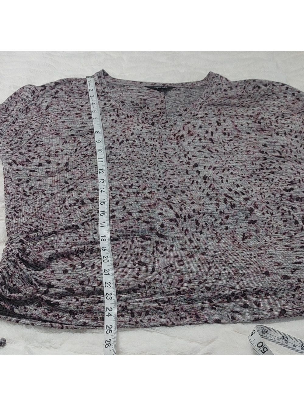 Simply Vera Wang Purple Leopard Print Polyester/Rayon Top with Side Tie Detail M - Picture 7 of 11